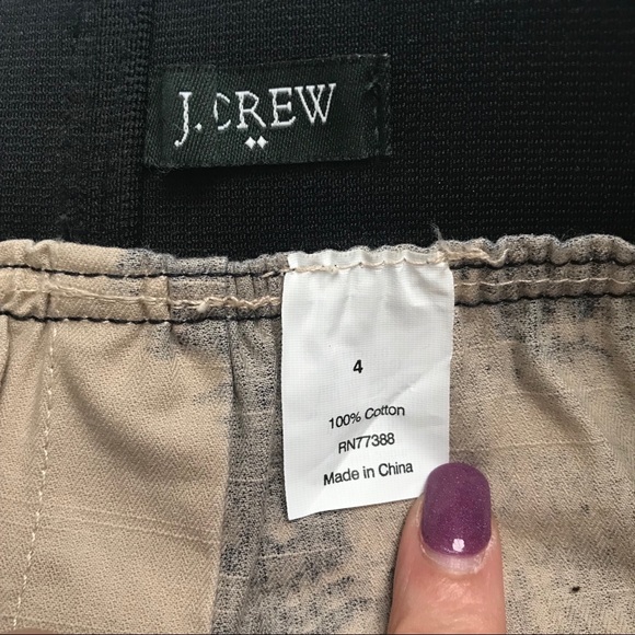 J. Crew Tan Black Watercolor Floral Pull On Band Pocket Skirt Size 4 - Picture 3 of 4